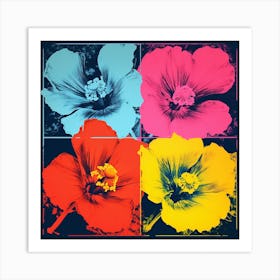 Andy Warhol Style Pop Art Flowers Veronica Flower 2 Square Art Print