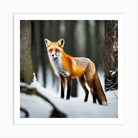 Red Fox In The Snow Art Print