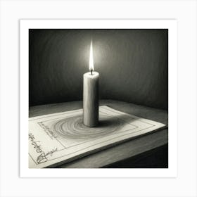 Candle On Paper Art Print