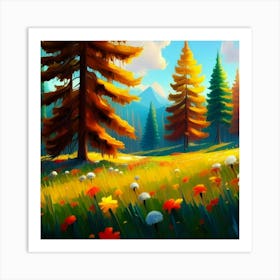 Magnificent forest meadows oil painting abstract painting art 13 Art Print