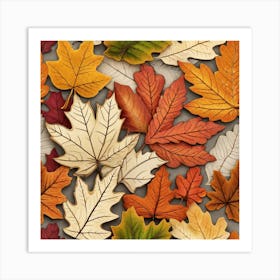 Autumn Leaves Seamless Pattern 8 Art Print