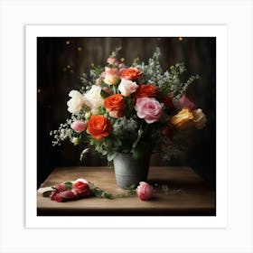 Roses In A Vase Art Print