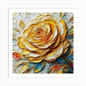 Yellow Rose Painting With Gold Touch Art Print