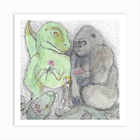 King Kong And Friends Square Art Print