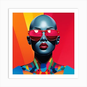 Woman In Red Sunglasses Art Print