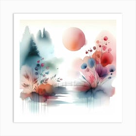 Asian Watercolor Painting 1 Art Print