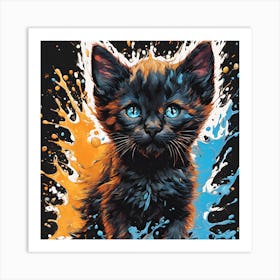 Black Kitten With Blue Eyes Art Print