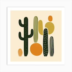 Rizwanakhan Simple Abstract Cactus Non Uniform Shapes Petrol 13 Art Print