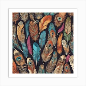 Colorful Feathers 3 Art Print