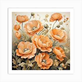 Apricot Poppies Art Print 2 Art Print