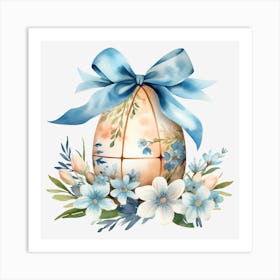 Easter Egg With Blue Flowers Art Print