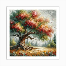 Oak tree road Art Print