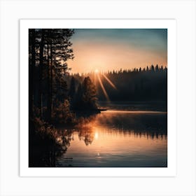 Sunrise Over Lake Art Print