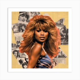 Tina Turner Retro Collage Square Art Print