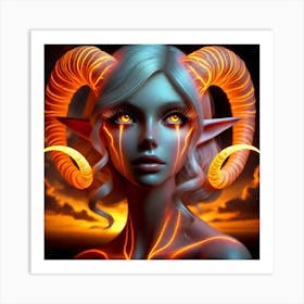 Demon Girl With Horns 1 Póster