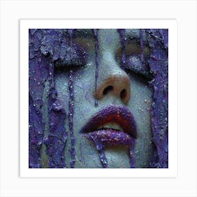 Woman With Purple Paint On Her Face Art Print