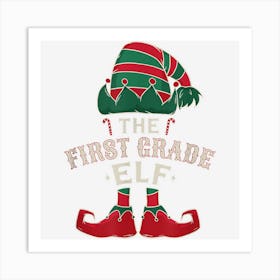 The First Grade Elf Cute Ugly Christmas Sweater Family Art Print