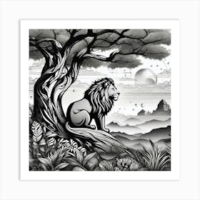 Lion In The Forest 10 Art Print