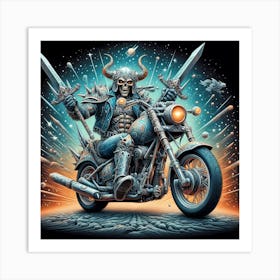 Skeleton On A Motorcycle Art Print