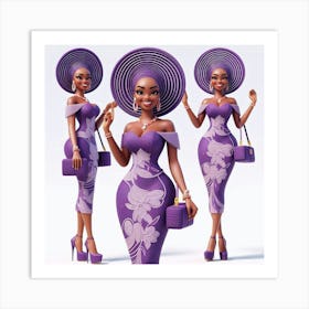 African Woman In Purple Dress Art Print