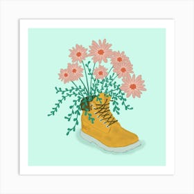 Blooms In A Boot Art Print