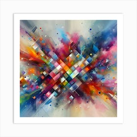 Colorful Splashes Of Paint, Geometric, Abstract Art (2) Art Print