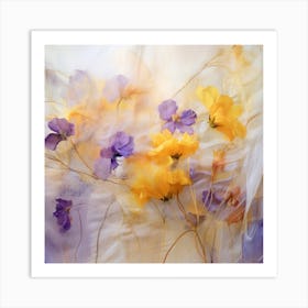 Flowers On Silk Art Print