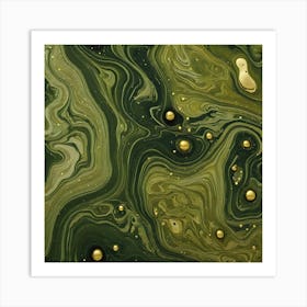 olive gold abstract wave art 24 Art Print
