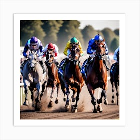 Jockeys Racing Horses 15 Art Print