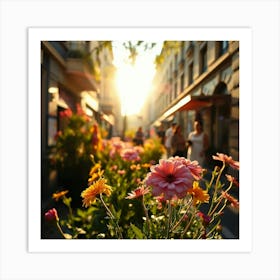 Flowers In The Street Art Print