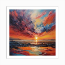 Sunset Over The Sea Art Print