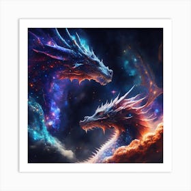 Two Dragons In Space 3 Art Print