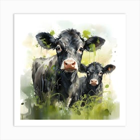 Watercolor Whimsy Cow Portrait Art Print