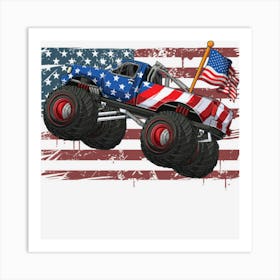 Hot Trend Monster Truck Usa Flag 4th Of July Patriotic Art Print