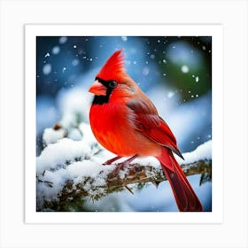 Firefly Vibrant Cardinal In Serene Snowy Winter Day 30195 (2) Art Print