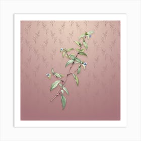 Vintage Birdbill Dayflower Botanical on Dusty Pink Pattern n.2155 Art Print