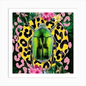 Insect Scarab Beetle Leopard Print Pink 1 Art Print