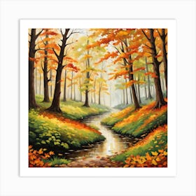 Forest In Autumn In Minimalist Style Square Composition 342 Art Print