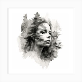 Portrait Of A Woman Double Exposure Art Art Print