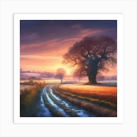 Country Track across the Farmland Fields Art Print