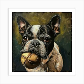 French Bulldog With Baseball Art Print