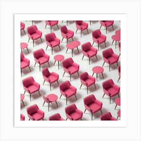 Pink Chairs On White Background Art Print