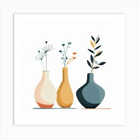 Three Vases With Flowers 3 Art Print