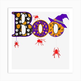 Boo With Spiders And Witch Hat Halloween Boo 2020 Pumpkin Art Print