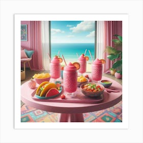 Pink Table 1 Art Print