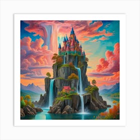 Enchanted Heights The Castle Of Cascading Waters (12) Art Print