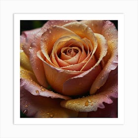 Rose With Water Droplets Art Print