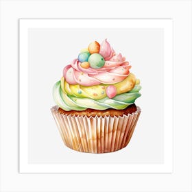 Cupcake Watercolor Illustration 1 Art Print