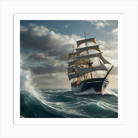 Sailing Ship In Rough Seas 1 Art Print