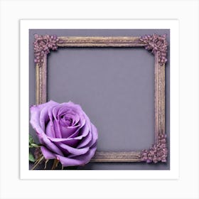 Purple Rose With Frame Art Print